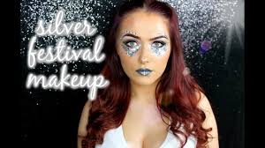 silver glitter festival makeup tutorial