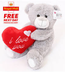 large valentines teddy bear grey 12 i