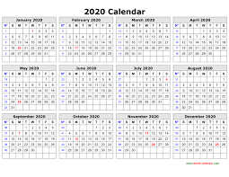free printable calendar 2020