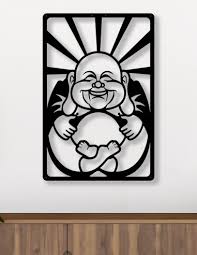 Vinoxo Metal Laughing Buddha Wall