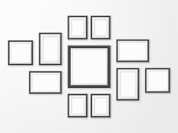 black picture frames realistic empty