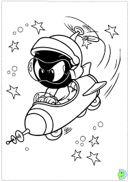 Marvin the martian in his ship. Marvin The Martian Coloring Page Dinokids Org