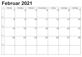 Wochenkalender 2021 als kostenlose vorlagenfür excel zum download und ausdrucken. Druckbare Februar Kalender 2021 Zum Ausdrucken Kalender Zum Ausdrucken Februar Kalender Kalender
