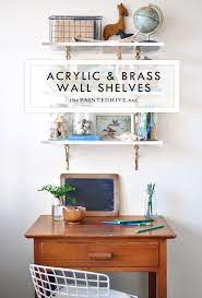 Acrylic Brass Wall Shelves The