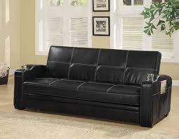 300132 black faux leather sofa bed w
