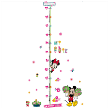 Us 3 01 33 Off 180cm Baby Height Measuring Stickers Cartoon Image Mickey Minnie Mouse 3d Vinyl Wall Decals Kids Growth Chart Wallpaper 25 70cm In
