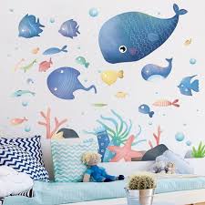 wall sticker fish sea scenery vinyl