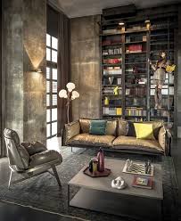 Modern Leather Italian Sofa With Built