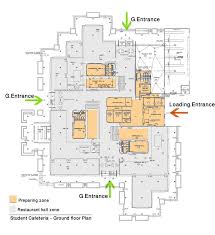 the floor plan of the cafeteria showing