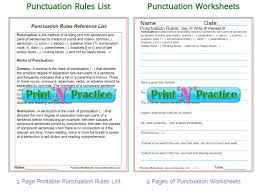 punctuation worksheets punctuation rules