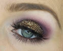 makeup purple and gold glitter