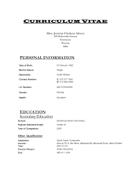 An Example Of Curriculum Vitae A Template Good Simple Format Sample