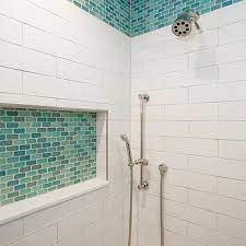 blue glass tile shower design ideas
