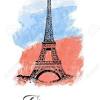 World landmarks paris france eiffel tower with flag graphic template linear design. 1