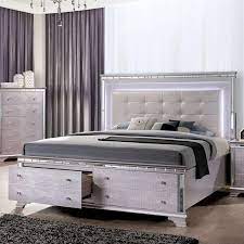 Wake up well rested with california king mattresses from costco.com. Furniture Of America Claudette Glam California King Size Bed With Footboard Storage And Built In Led Lights Dream Home Interiors Upholstered Beds