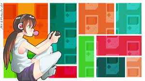 Anime gamer girl Vector wallpaper