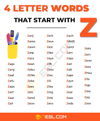 4 letter words starting with z