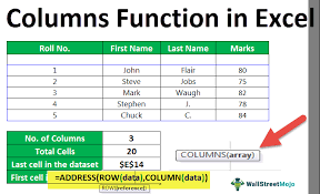 Columns Function In Excel Examples