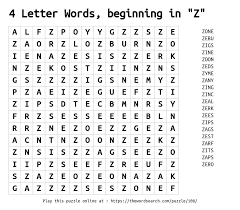 letter words beginning in z