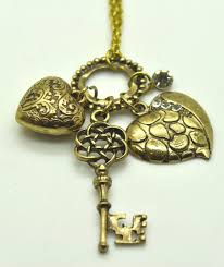 heart key pendant necklace gold
