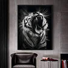 Tiger Wall Art Print Black And White