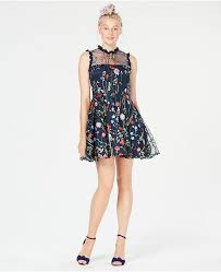 Juniors Floral Embroidered Fit Flare Dress Created For Macys