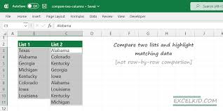 how to compare two columns in excel