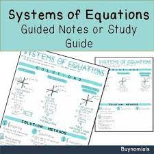Systems Of Equations Reference Sheet