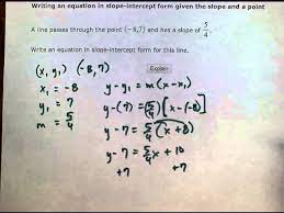 Writing An Equation In Slope Intercept