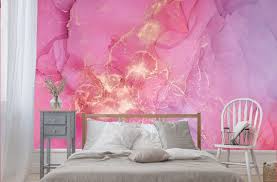 Lavender Purple Pink Gold Marble Wall