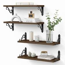 Brown Wood Decorative Wall Shelf Set