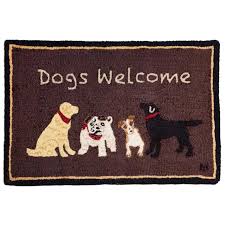 dogs welcome wool hooked rug