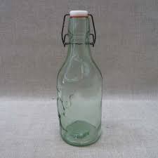 Vintage Green Glass Milk Bottle W
