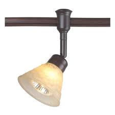 Commercial Electric 1 Light Bronze Flexible Track Lighting Head With Hammered Glass Shade Ec4613abz The Home Depot