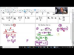 Literal Equation Worksheet 1 Algebra