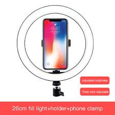 Led Video Light Mobile Phone 3 Color Lighting Adjustable 40 Led Ring Fill Light For Live Streaming Selfie With Tripod Bracket Macro Ringlight Flashes
