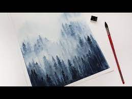 Easy Watercolor Misty Forest Painting