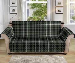 Plaid Couch Slipcover Green Black And