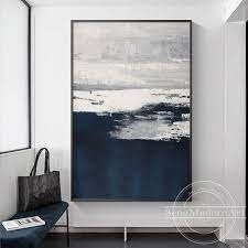 Grey Painting Blue Canvas Art