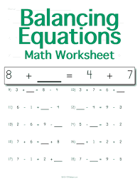 Balancing Math Equations Worksheet
