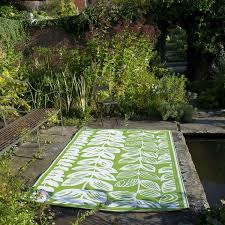 Cream Green Plastic Outdoor Rug