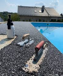stone carpet on terrace with pool viacor