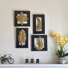 Leaf Wall Hanging Set Of 4 Brass Plated