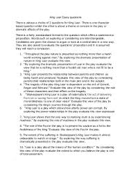 king lear essay questions king lear questions king lear contents king lear essay questions