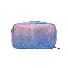 makeup pouch mermaid fish scales purple