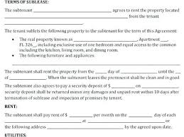 Free Sublease Roommate Agreement Form Template Roommate
