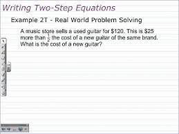 writing and solving two step equations