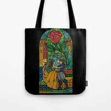 the beast stained glass tote bag