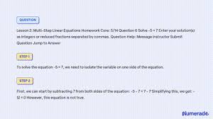 Linear Equations Homework Score