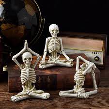 Смола Хэллоуин Йога Скелет смешные подарки коллекционный ужас фестиваль  реквизит ремесла призрак Фестиваль Настольный Скелет фигурка | AliExpress